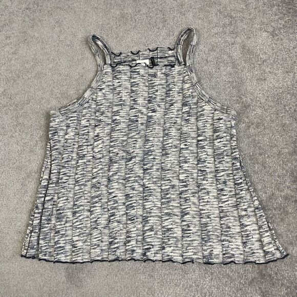 Anthropologie Akemi + Kin Women’s Small Navy Blue Grey Rib Knit Tank Top Blouse - Picture 1 of 5